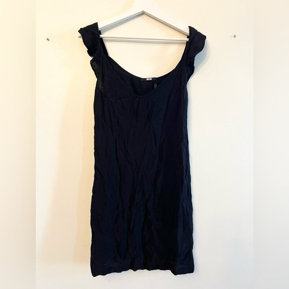 Monrow black mini dress flutter sleeve slip project grunge small